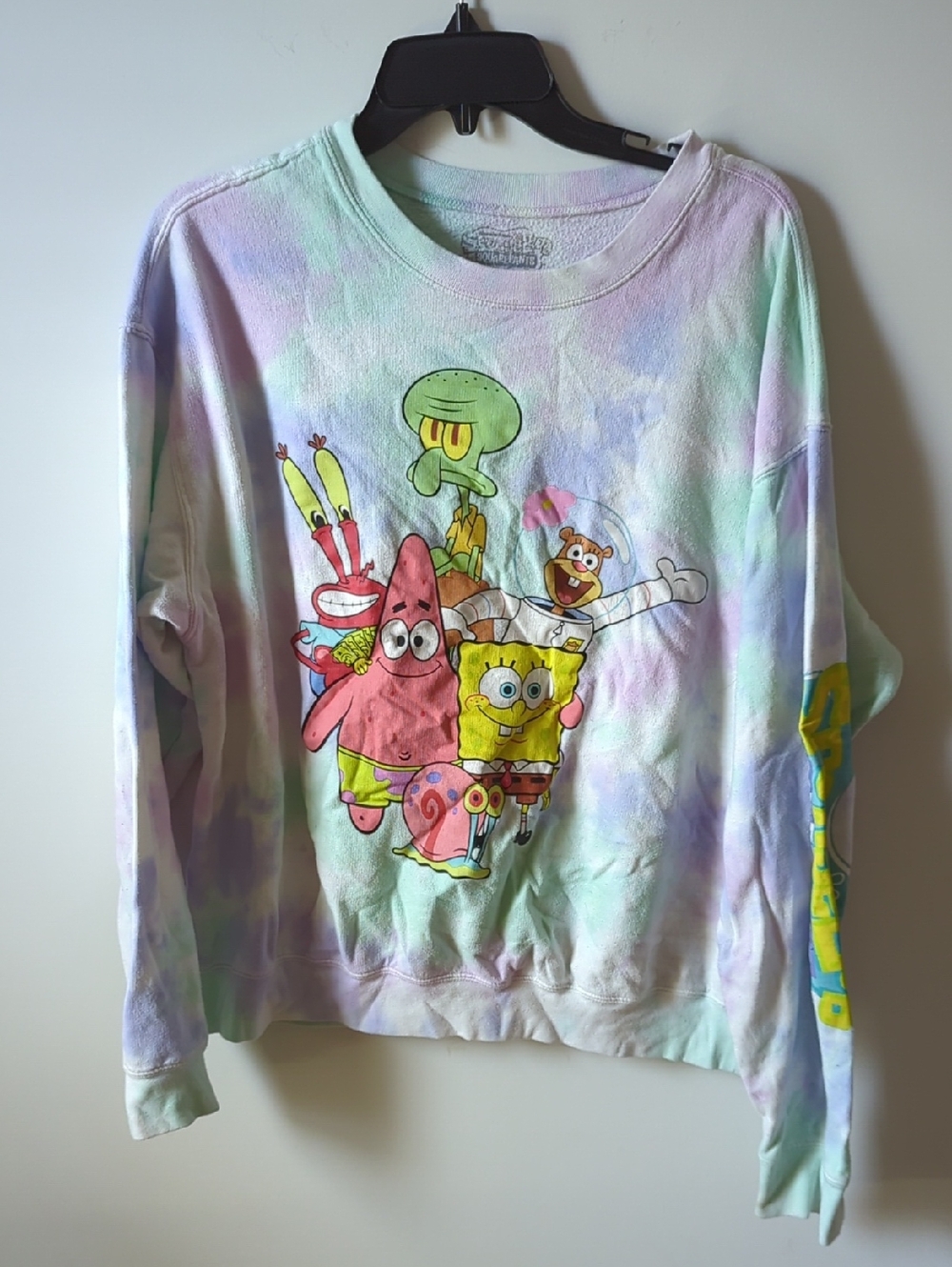 Women's Tie-Dye SpongeBob & Friends Graphic Sweatshirt - Pastel Multi